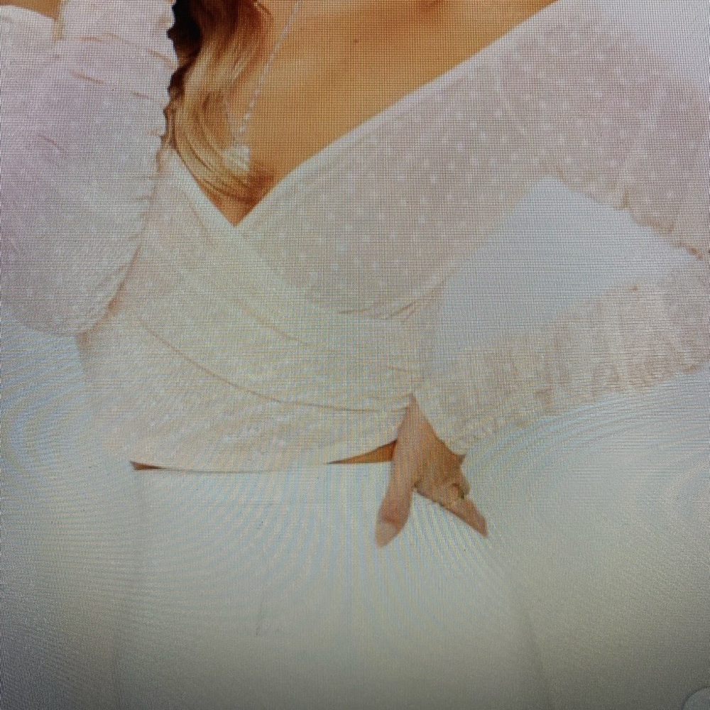 Pretty little things sheer top with gathered sleeves size 6 pale pink/cream